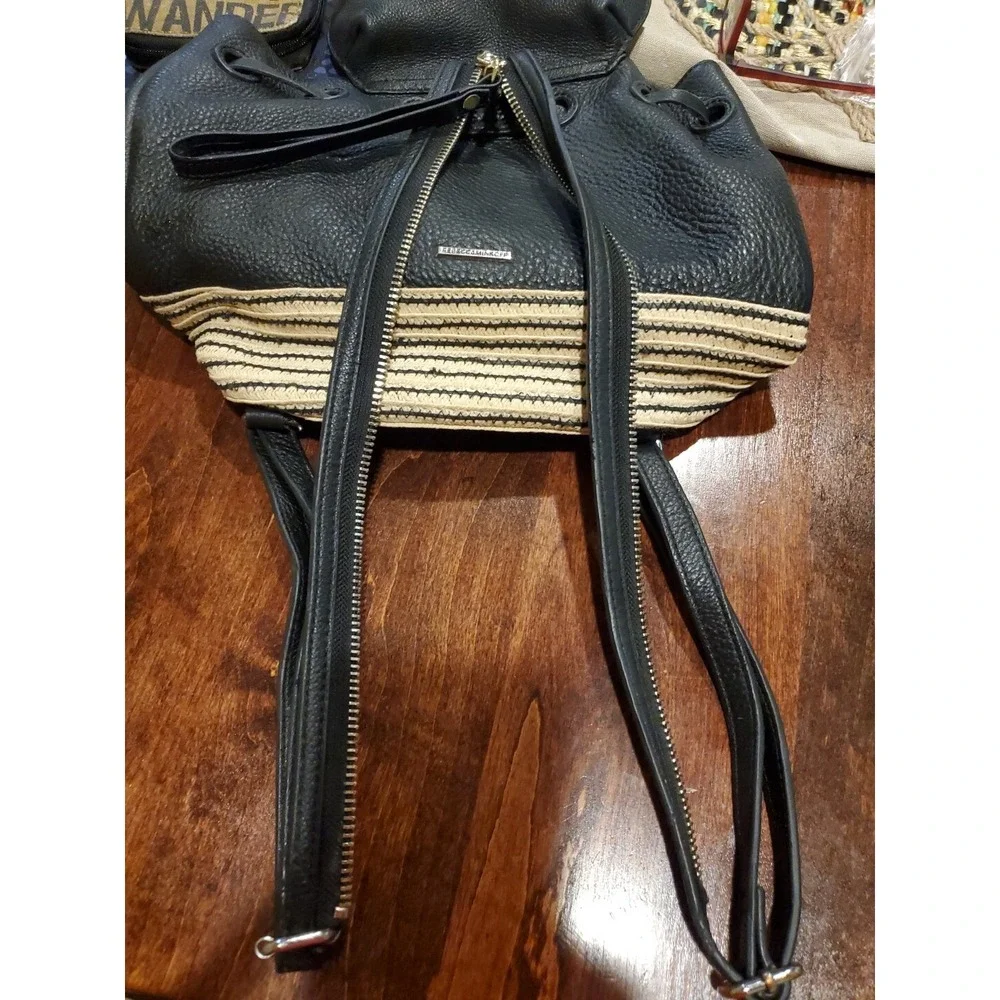 REBECCA MINKOFF Mansfield Medium‎ Black Leather Backpack Zipper Handbag
